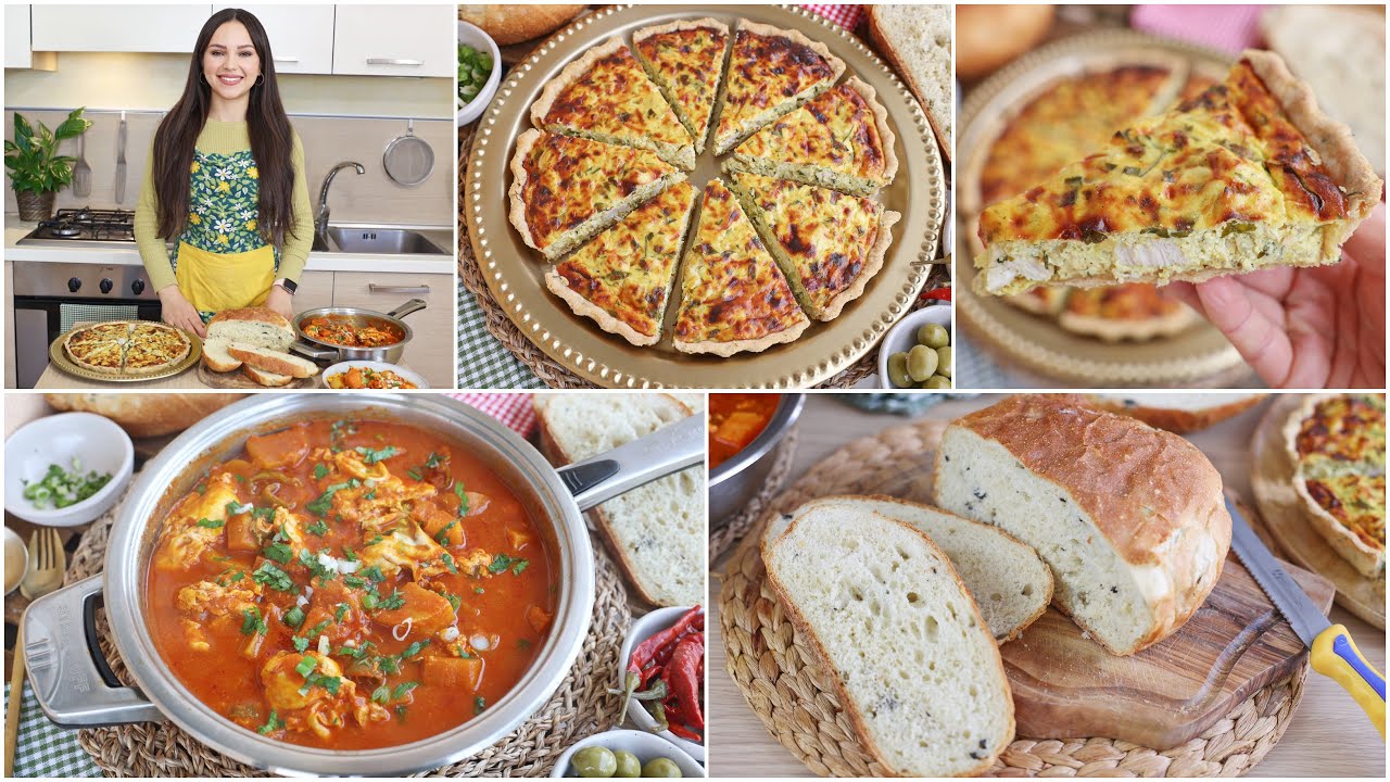 عدنا دبارة كاملة😊شكشوكة قرع محرحرة مع خبز في الطنجرة بدون عجن وتارت الدجاج والجبن بعجينة بدون بيض❤️