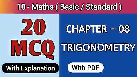 "MCQ Class 10 Maths Chapter 8 TRIGONOMETRY"(With Explanation) term 1 | Bhugra Education
