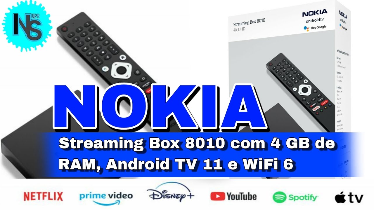 Nokia Streaming Box 8010  Nova Box com Android TV 11 e Controle Remoto com  microfone integrado. 