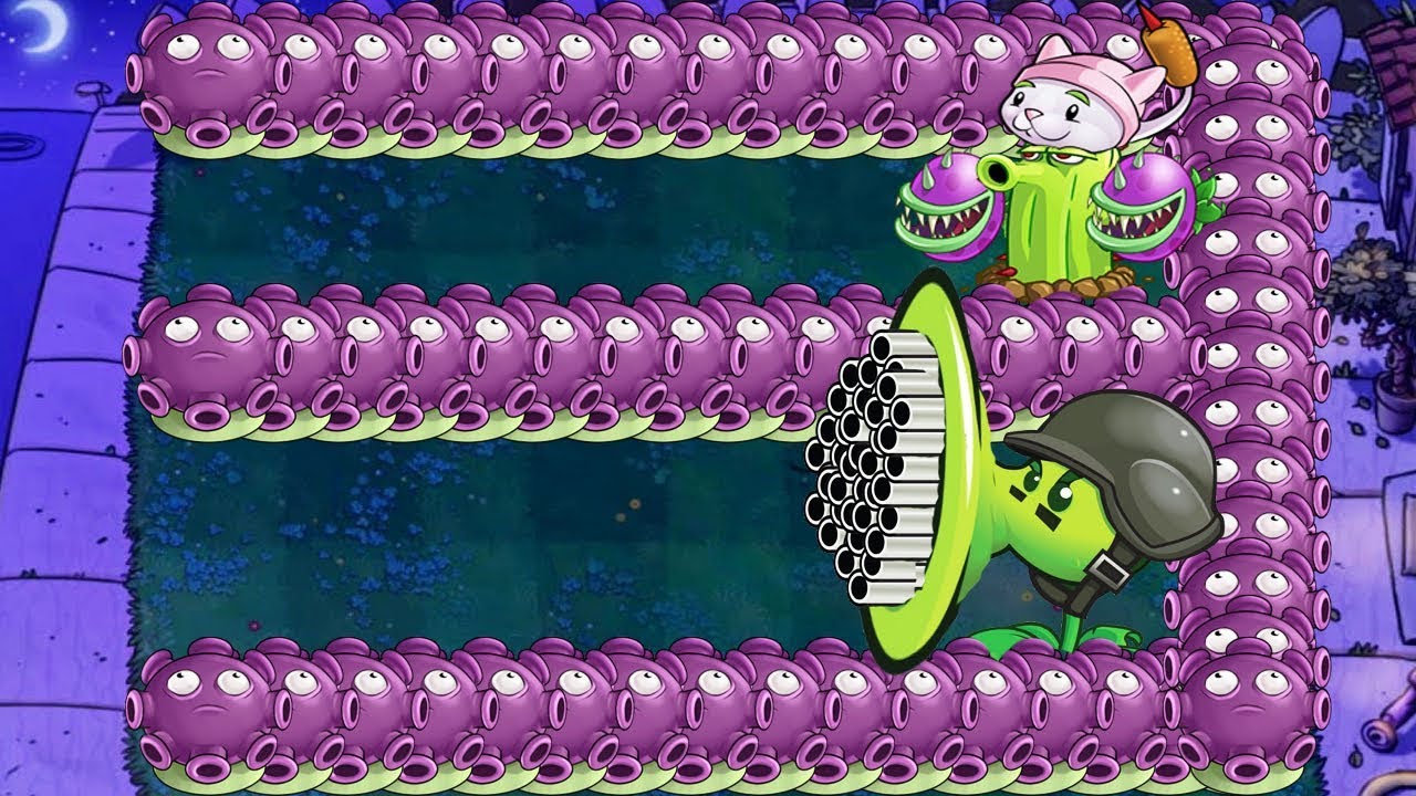 Plants Vs Zombies 99 Gatling Pea Vs Cattail Vs Cactus Attack Dr.zomboss ...