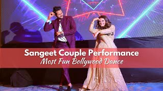 Bride and Groom Fun Bollywood Dance | Sangeet Couple Performance | 90's Songs Included #sangeet screenshot 2