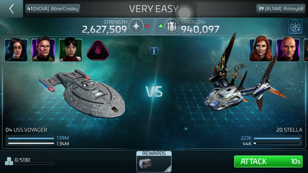 Using voyager ability to find players base on star trek fleet command game