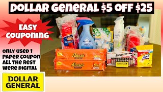 DOLLAR GENERAL $5 off $25/ 2 transactions SUPER EASY COUPONING Only 1 paper coupon rest was digital