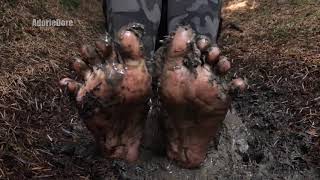 Dirty feet playing in the mud (Pink painted toes)