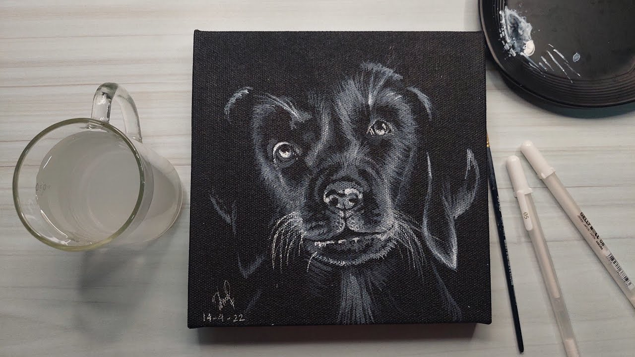 How to Paint a Dog on Black Canvas — Online Art Lessons