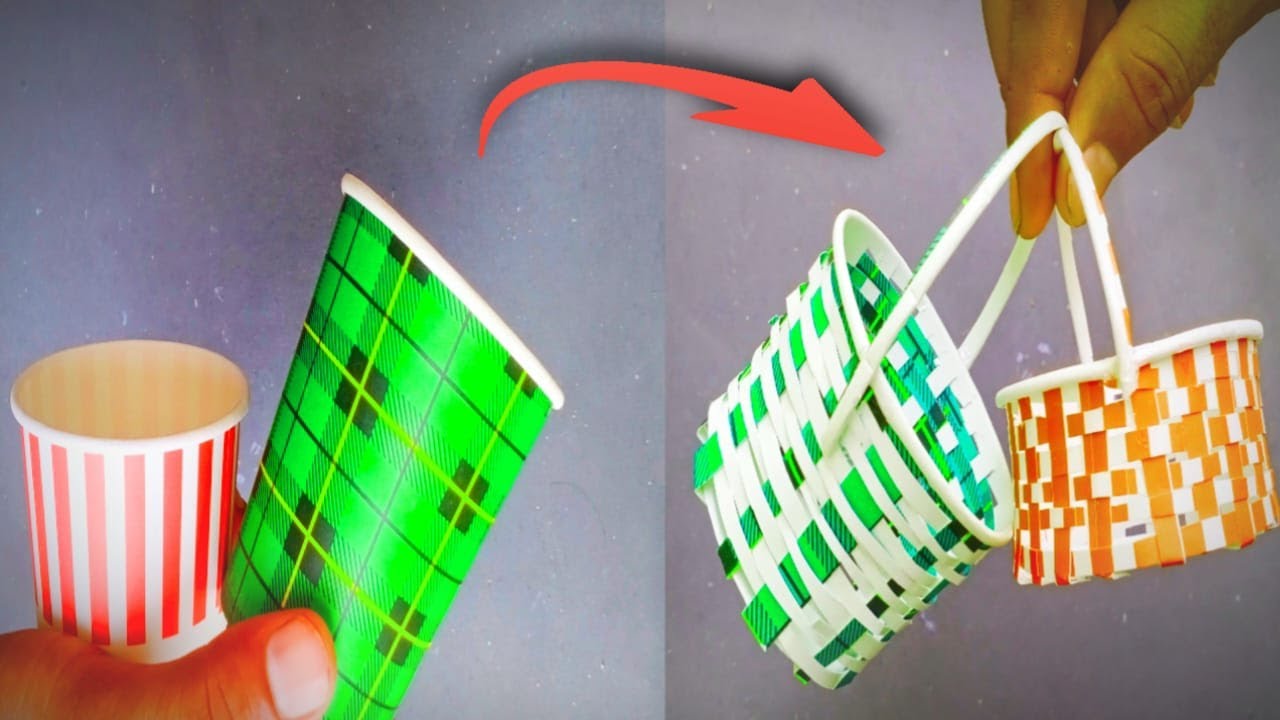 Easter Basket diy How to make a Basket from Paper Cup Easter Basket Craft 5 Cement