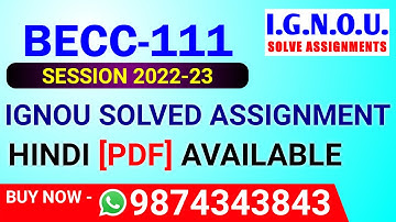 BECC-111 Solved Assignment 2022-23 in Hindi, BECC 111 Solved Assignment 2023, BECC 111 Assignment