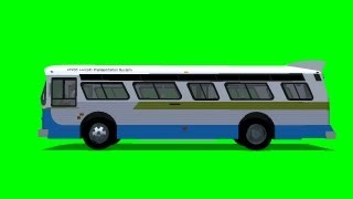 Old GMC Bus - driving through the picture - different Views -  green screen - free use