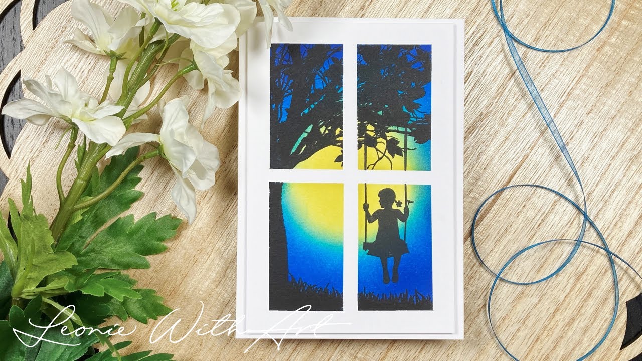 Nellie Snellen | Blending a Background with Memento Dew Drops and adding silhouet stamps