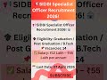 SIDBI Specialist Officer Recruitment 2026 🔥 14 Vacancies | Salary up to ₹55 LPA | Apply Now!