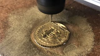 Turning 50 cent into a Bitcoin (mini lathe + 3018 cnc)