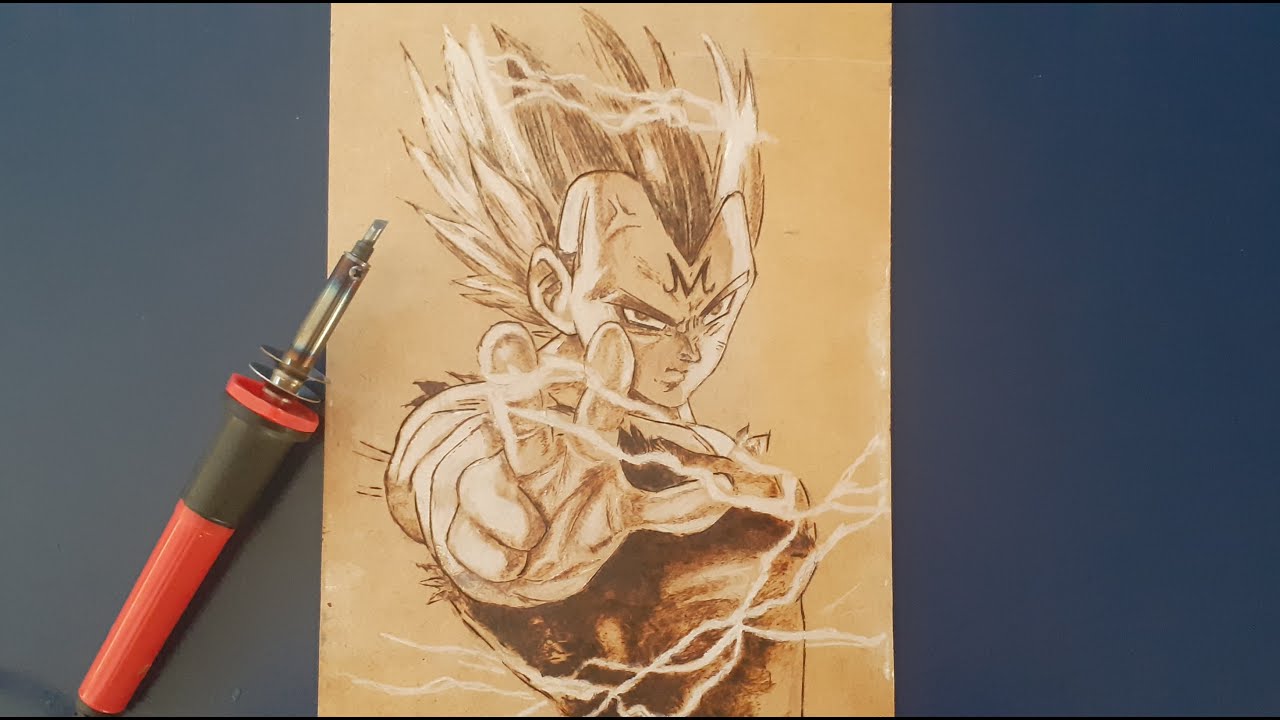 Dibujo de Majin Vegeta en madera con pirógrafo - thptnganamst.edu.vn