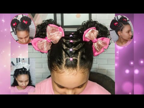 3 penteado infantil fácil com coque e meio preso|penteados para cabelo  cacheado #70 - thptnganamst.edu.vn