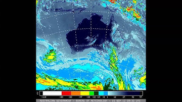 Time lapse false colour temperature satellite images, Australia (1080p).