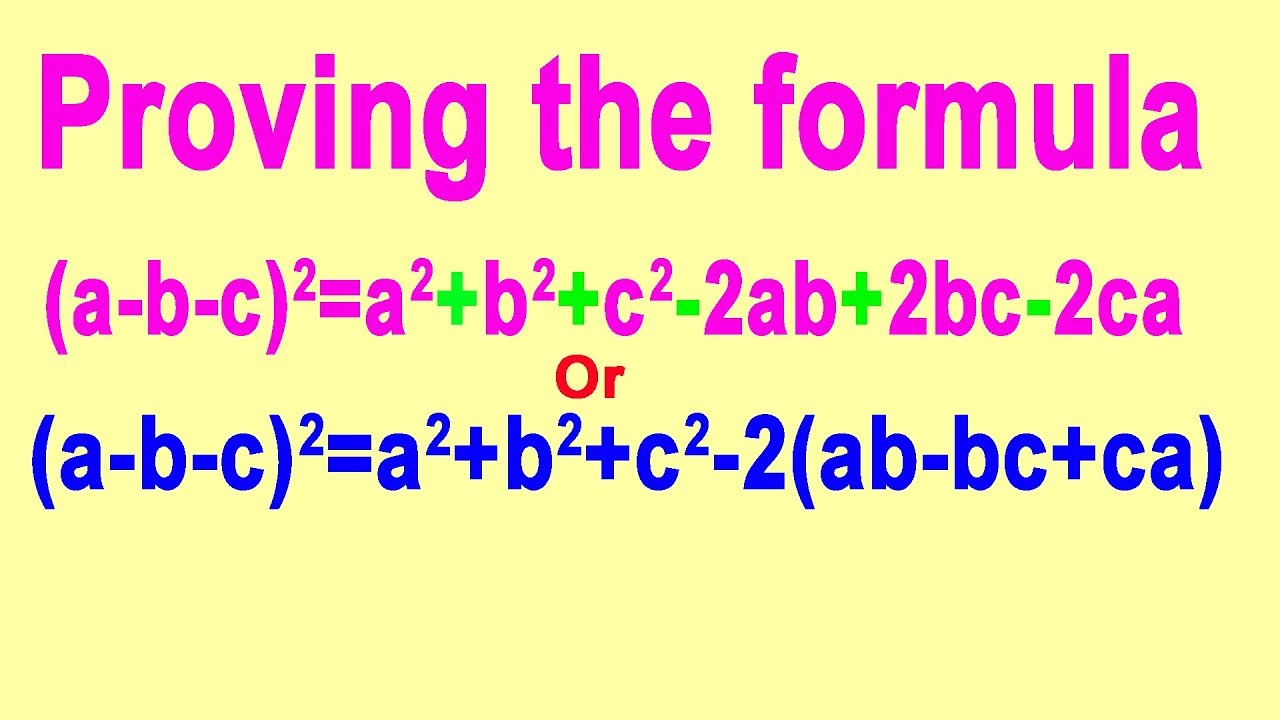 Proving Of A B C 2 B2 C2 2 Ab Ca Cbse Board Ncert Mathematics In Hindi Youtube