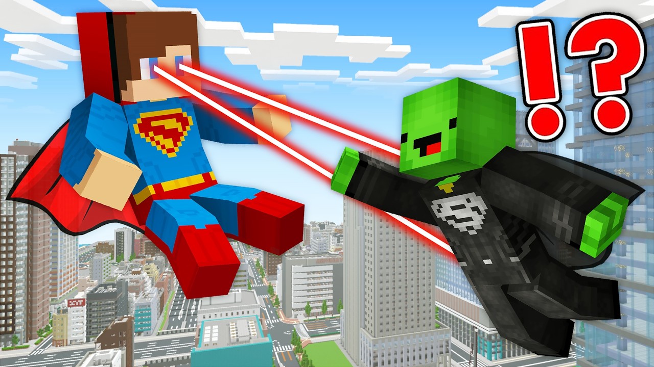 JJ and Mikey in SUPERMAN and ULTRAMAN SUPERHERO CHALLENGE in Minecraft - Maizen