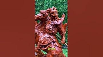Tượng gỗ Quan Công cưỡi ngựa 70cm gỗ hương.