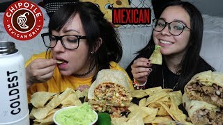 CARNE ASADA BURRITO AND CHIPOTLE CARNITAS BURRITO MUKBANG | EATING SHOW