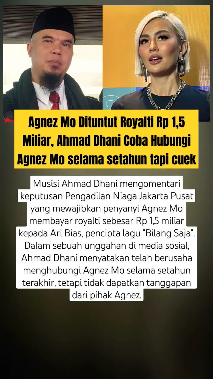 Kata Ahmad Dhani Terkait Royalti, Agnesmo Cuek Aja