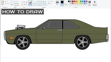 How to draw Muscle Car using Ms Paint in Computer | Car Drawing Tutorial.