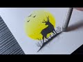 How to draw a Sunset scenery using oil pastel - step by step very easy!