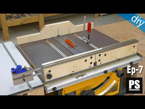 diy table saw sled with adjustable zero clearance mobile workbench ep 7
