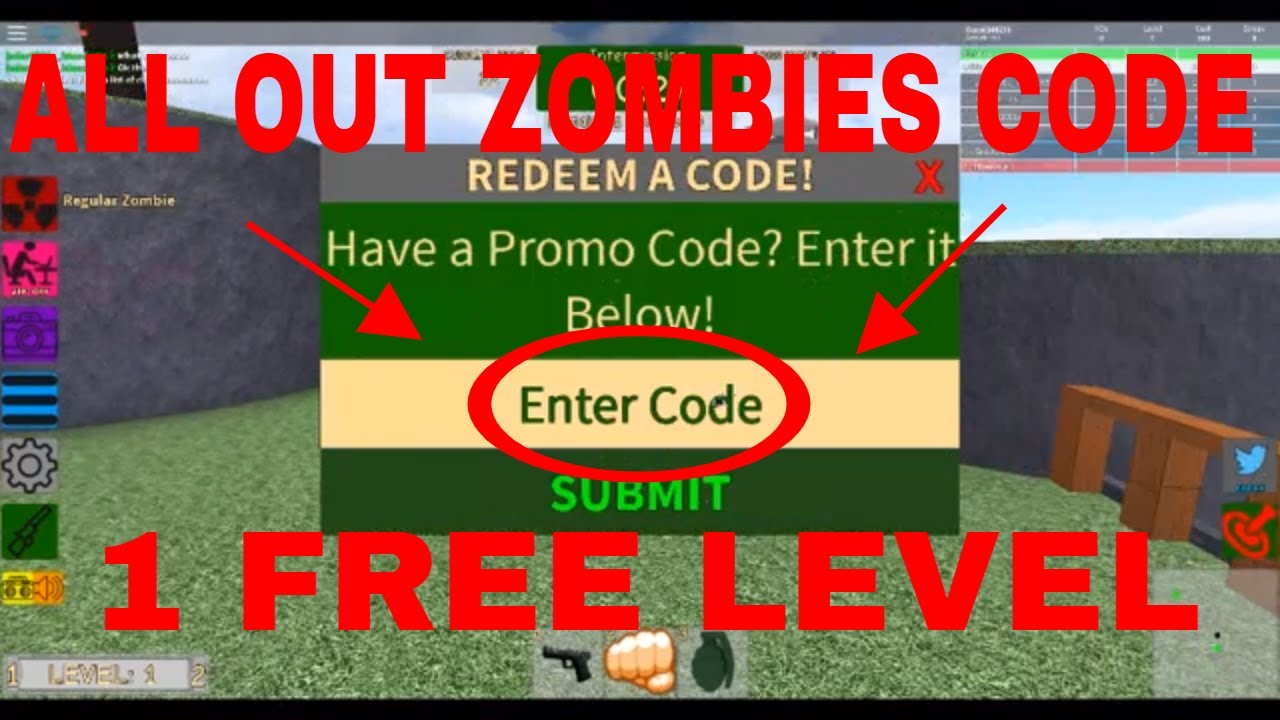 All Out Zombies Code Roblox Free 1 Level Youtube