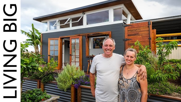 We're a married couple who live in side-by-side tiny homes & save