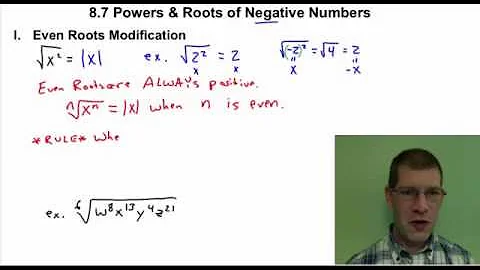 Algebra 2: 8.7 Powers and Roots of Negative Numbers