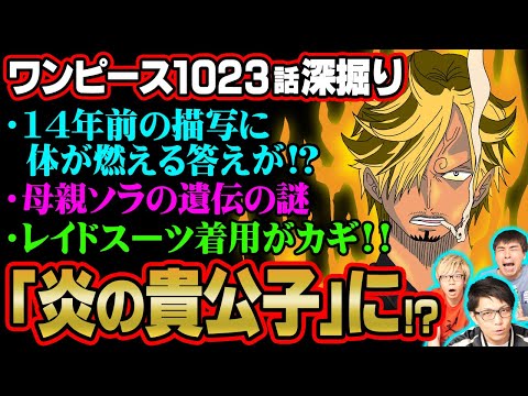 サンジと”炎”の伏線は14年前からあった!!ジェルマの血統因子と母親ソラの種族の力が覚醒し始めた!?【 ワンピース 1023話 】 ※ジャンプネタバレ注意 考察