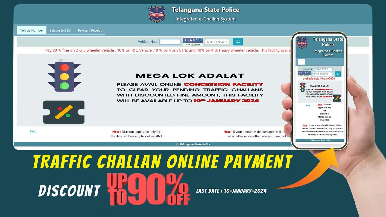 Telangana Traffic Challan Offers Up to 90 Discount How To Pay Challan