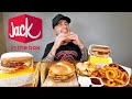 EATING Jack In The Box Spicy Sriracha Burger + Sourdough Jack + Triple Cheese Loaded Fries Mukbang