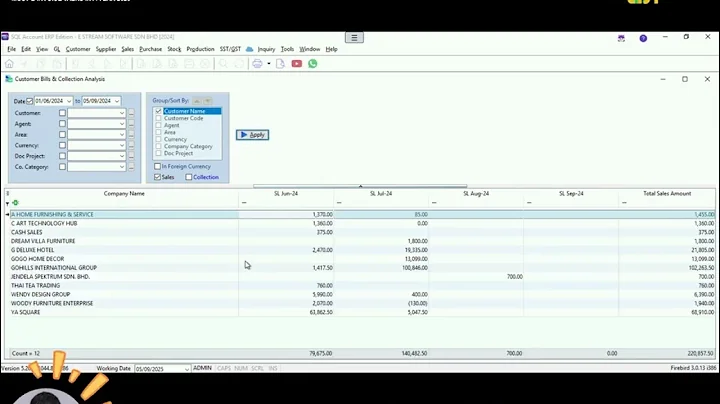 📊 How to Preview Customer Bill & Collection Analysis Report in SQL Accounting