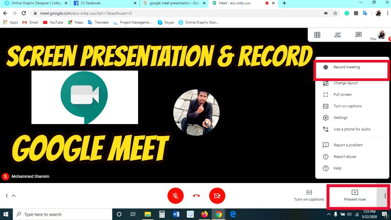 how to record your presentation in google meet