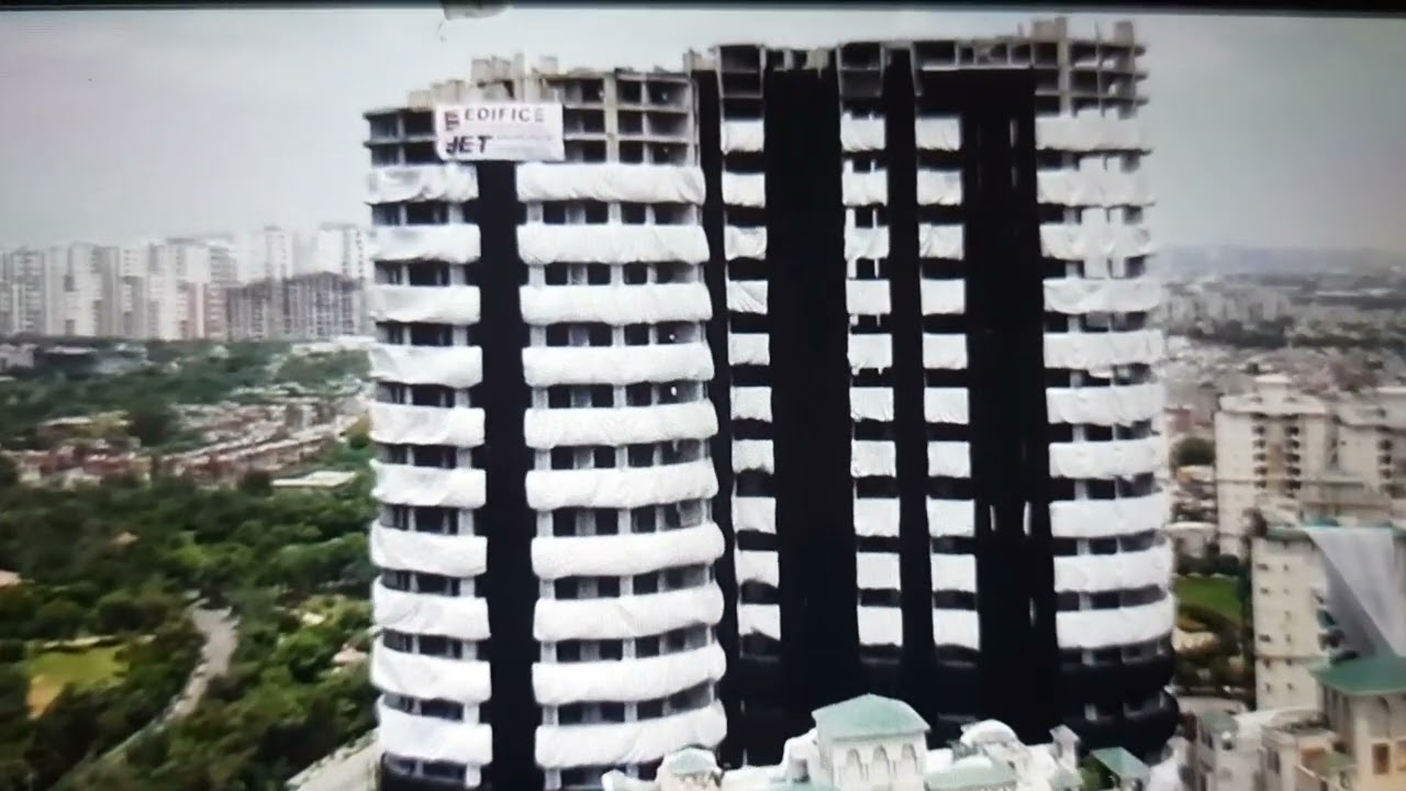 Supertech Noida Twin Tower Demolition Drone view 