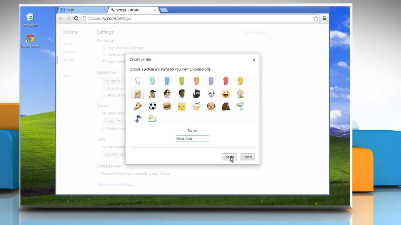 Google™ Chrome: How to add a new user in Windows® XP - youtube