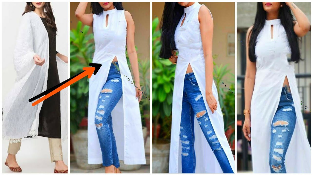 Convert Old Dupatta Into Front Slit 