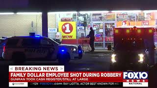 Employee shot during robbery at Family Dollar store on Navco Road