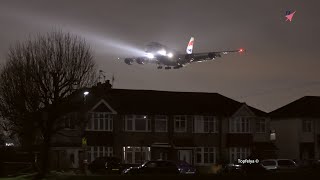 It's hard to sleep here ! Airbus A380 Nighttime Approach near Homes!