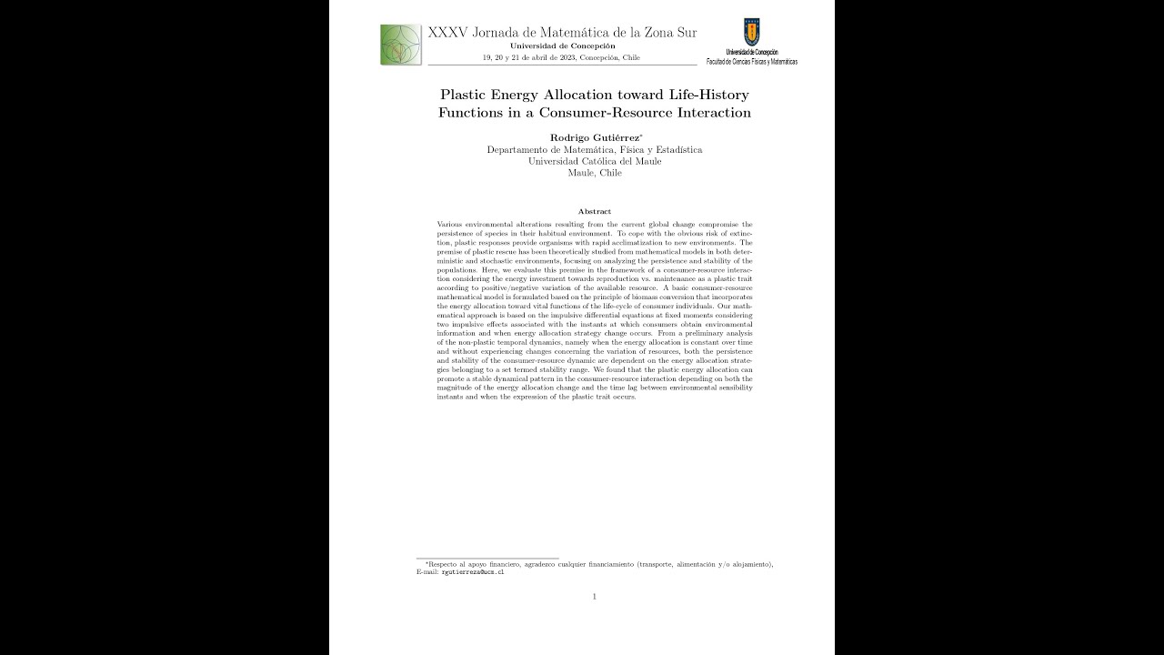 Dr. Rodrigo Plastic Energy Allocation toward LifeHistory Functions