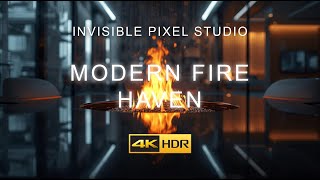Modern Fire Haven — 4K Relaxing Loop | Cozy Ambient Flames, Futuristic Home, Soft Ambient Motion screenshot 2
