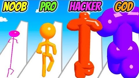 Tall Man Run Gameplay All levels Noob vs Pro vs Hacker vs God