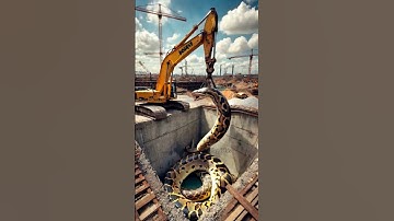Discovered a huge python wrapped tightly around an excavatonr #youtubeshorts #shorts #animals