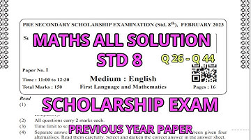 Class 8 | Maths Solution Previous Year Paper 2023 | All Answers Part-1| Maharashtra Scholarship Exam