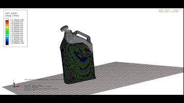 fluid-structure interaction between water and HDPE can dropped from a height of 0.3 meters