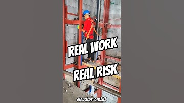 Elevator Apprentice Working Inside a 15-Story Shaft! Extreme Job with Full Safety Gear