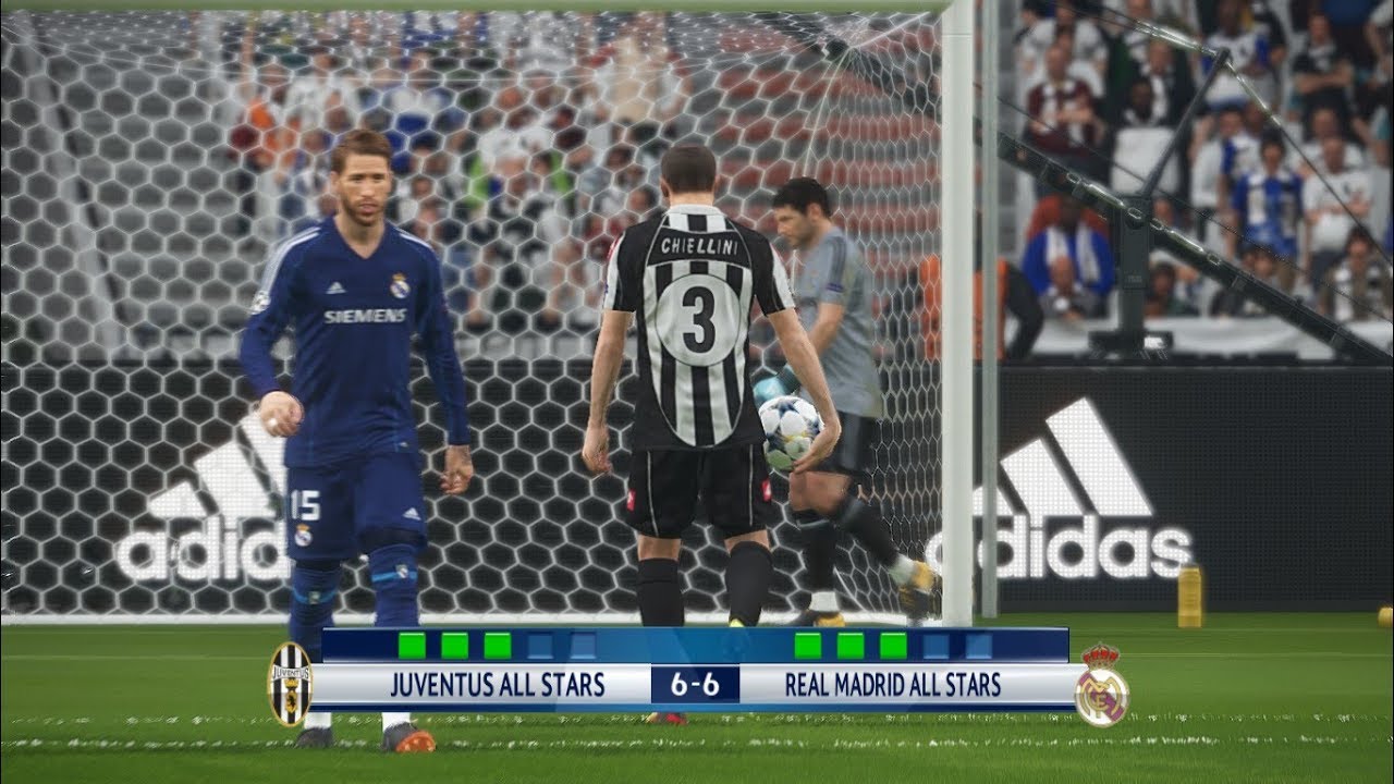 Juventus All Stars vs Real Madrid All Stars I Uefa Champions League I PES  2018 Penalty Shootout - YouTube