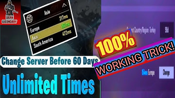 CHANGE SERVER BEFORE 60 DAYS UNLIMITED TIMES🔥|100% WORKING TRICK😍| PUBG MOBILE | DARK LEGENDARY🔥