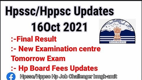 Hpssc/Hppsc Updates 16 Oct 2021 @hpamiteducation, Final Result, post code 839 notification
