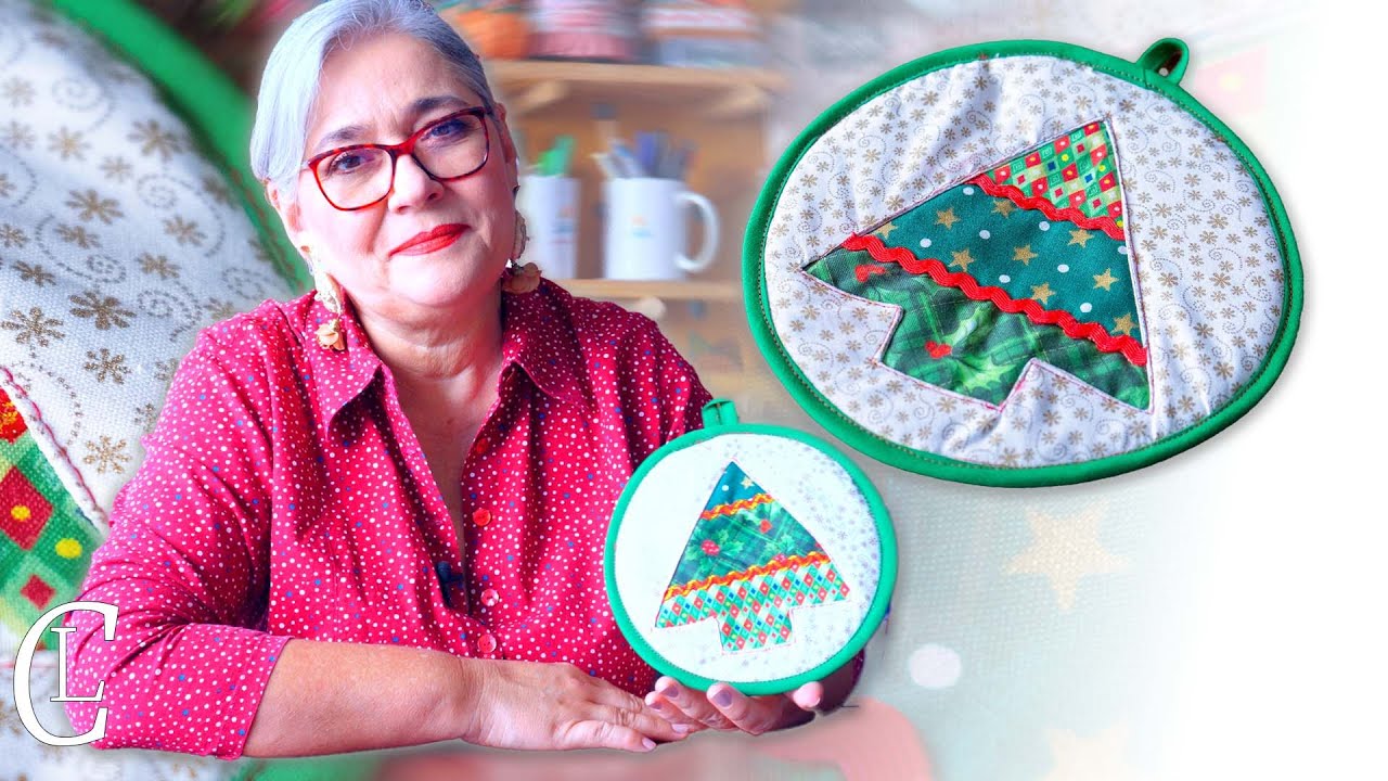 De retazos a MAGIA 🎄✨ Aprende a hacer este PINO NAVIDEÑO en un agarra ollas precioso